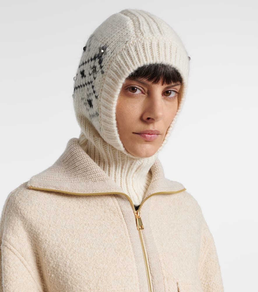 Moncler Embellished Alpaca And Wool-blend Ski Mask In White