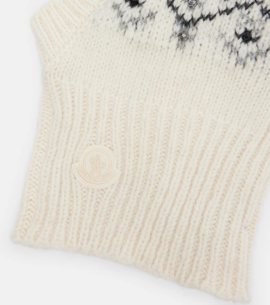 Moncler Embellished Alpaca And Wool-blend Ski Mask In White
