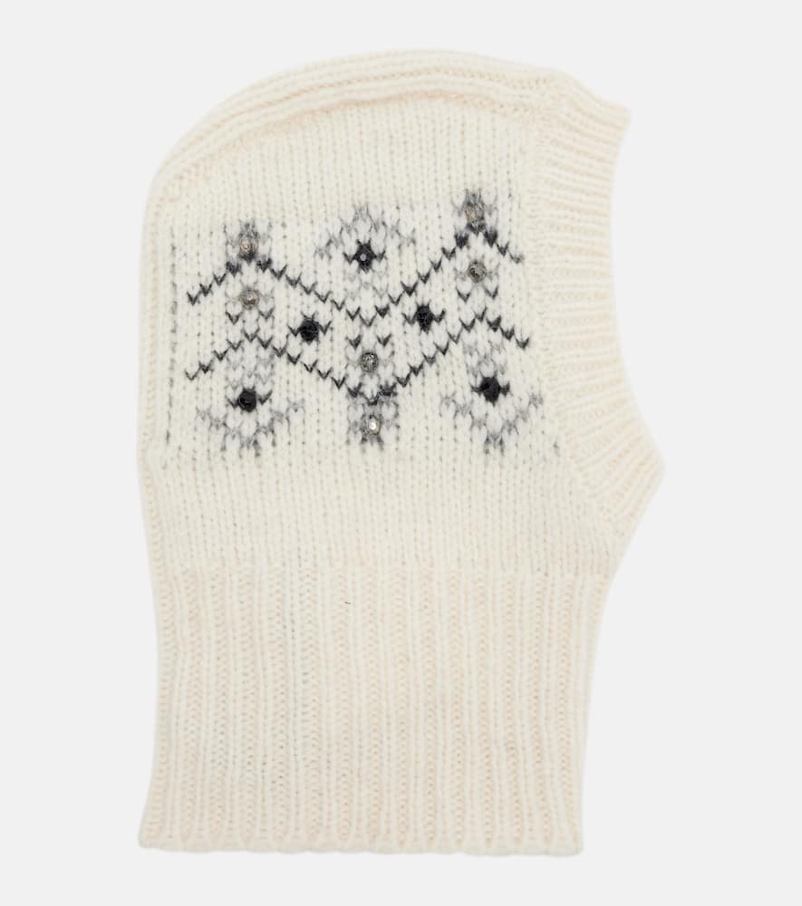 Moncler Embellished Alpaca And Wool-blend Ski Mask In White
