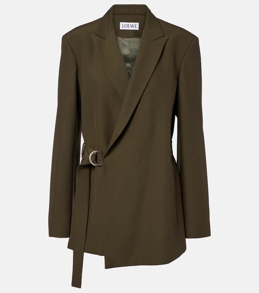 Loewe Belted Wool Blazer In Green