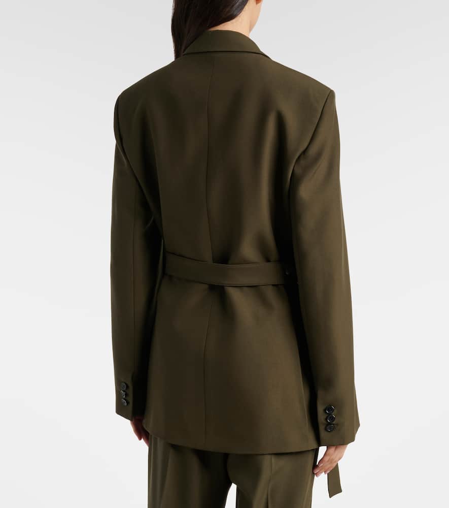 Loewe Belted Wool Blazer In Green
