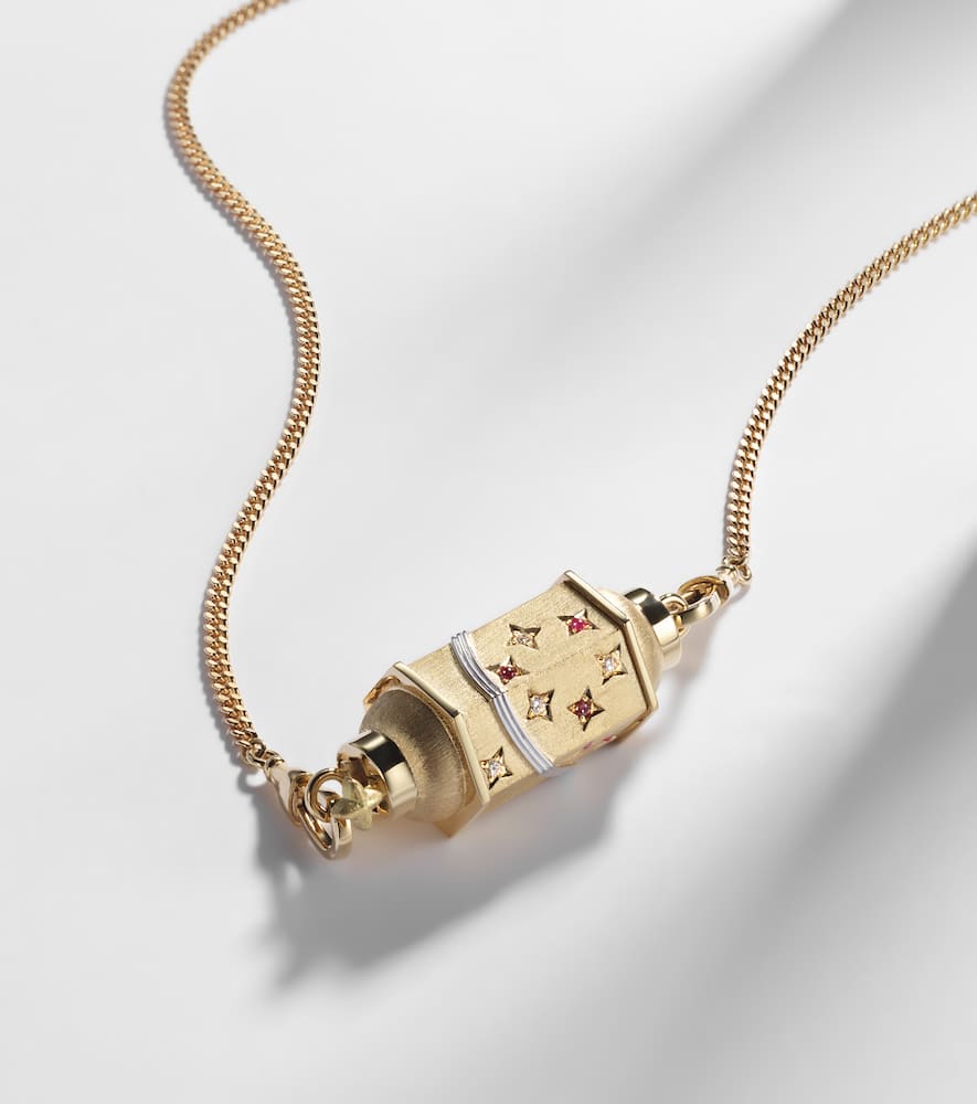 Marie Lichtenberg Milky Way 18kt Gold Pendant Necklace With Diamonds And Rubies In Gold