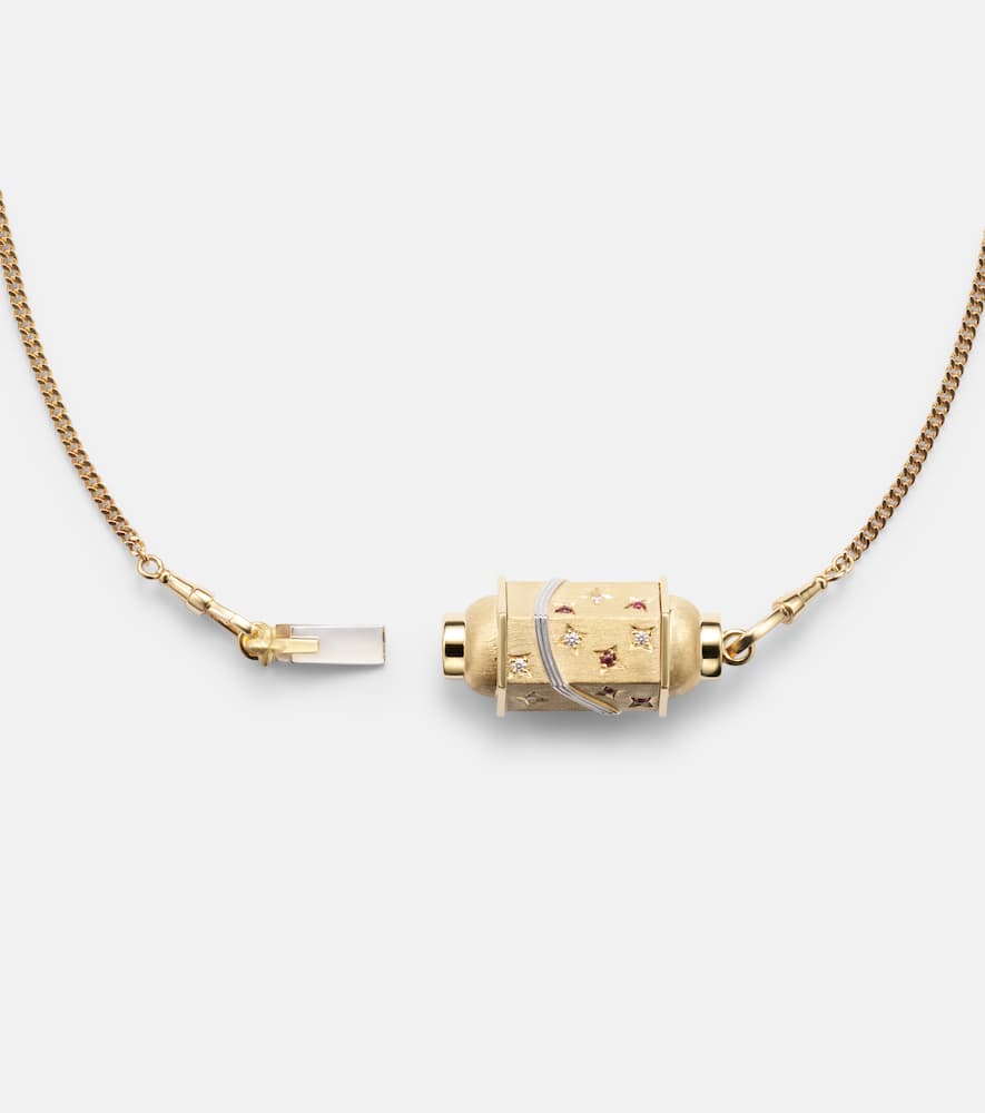 Marie Lichtenberg Milky Way 18kt Gold Pendant Necklace With Diamonds And Rubies In Gold