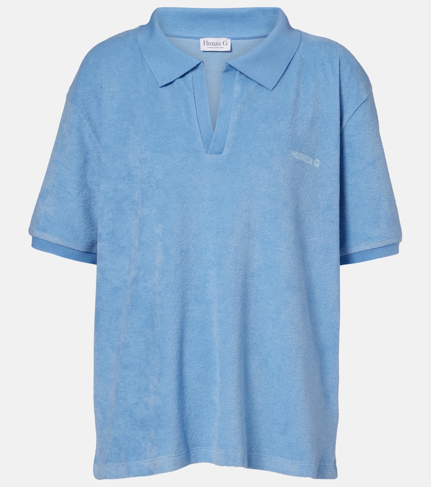 Hunza G Logo cotton terry polo shirt