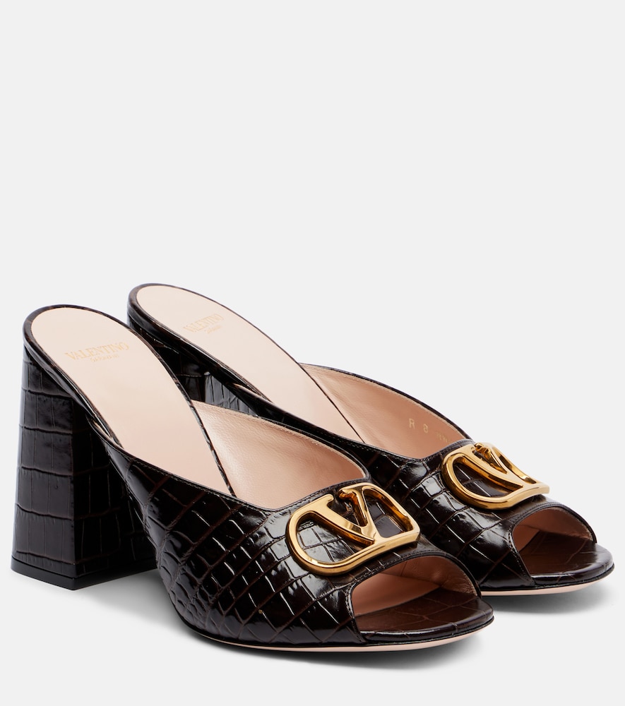 Valentino Garavani VLogo 95 croc-effect leather mules