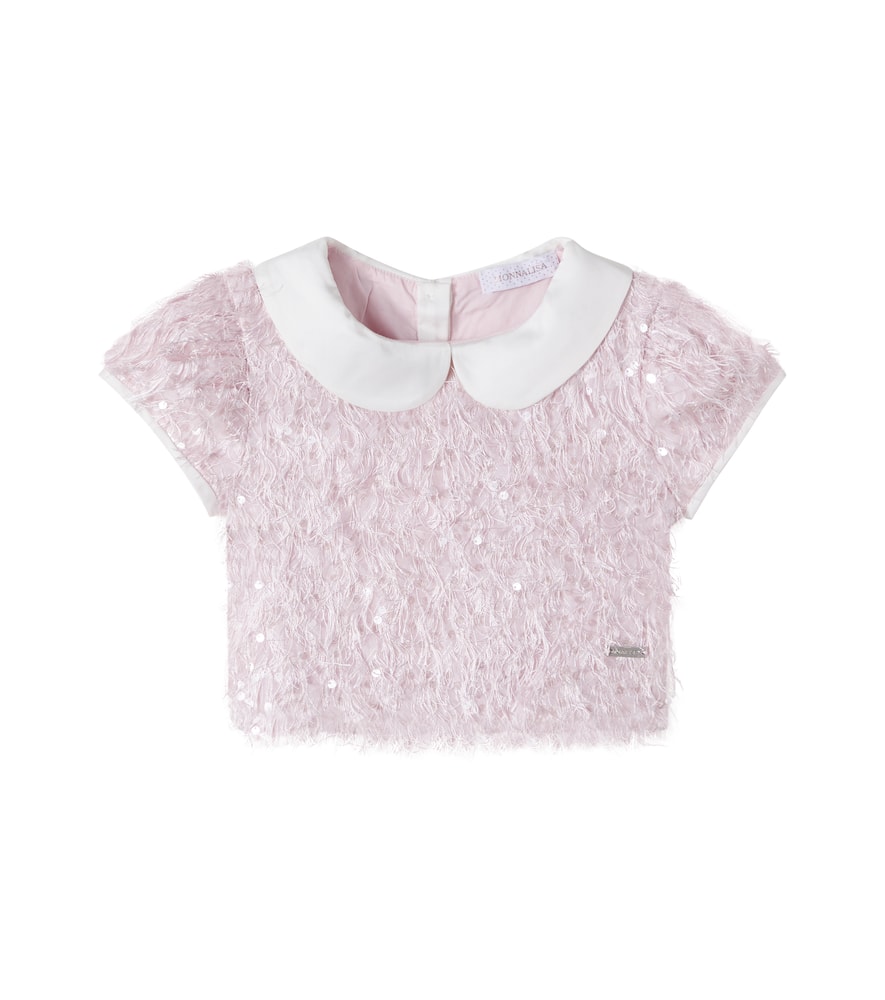 Top Bon Ton con paillettes e frange