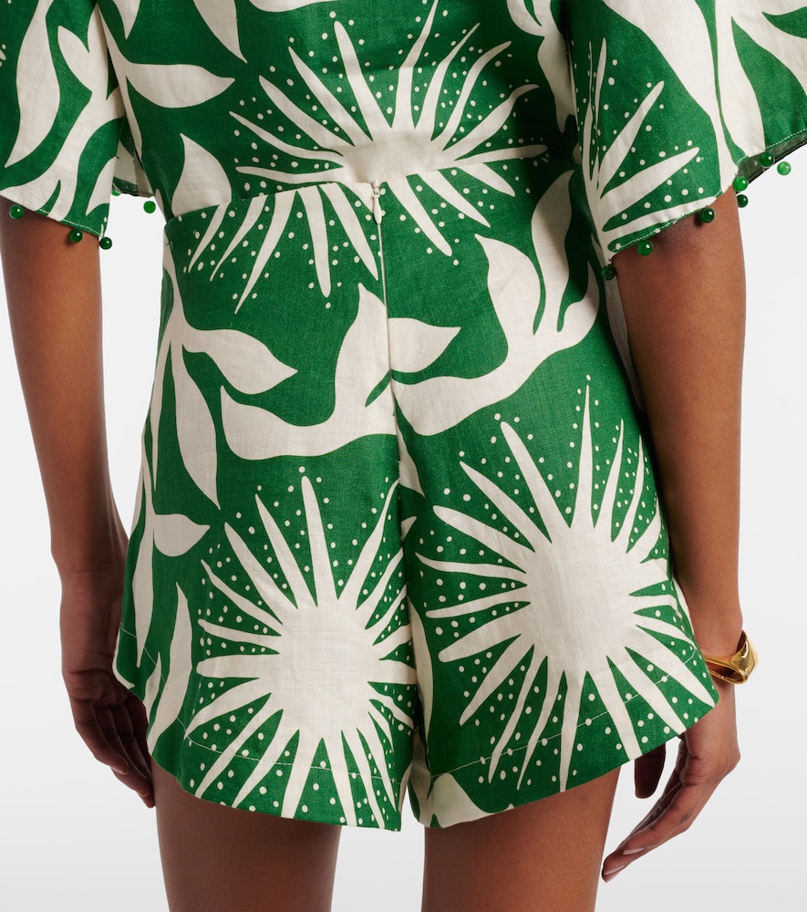 Cala De La Cruz Cala De La Cruz Bahamas Printed Linen Shorts 