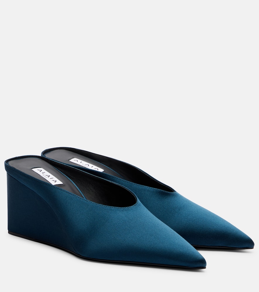 AlaÃ¯a Mules Cube in raso con zeppa