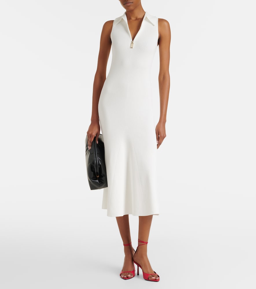 Victoria Beckham Mira ribbed-knit zip-up midi dress
