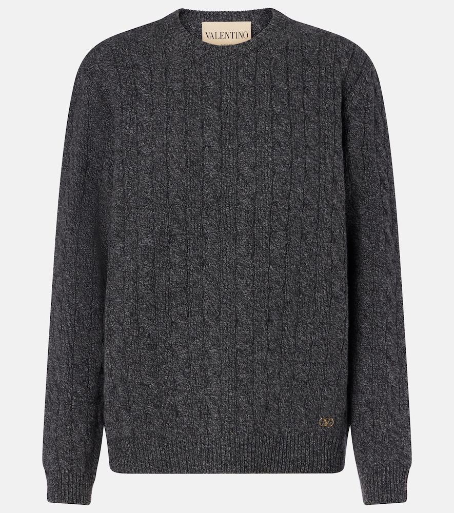 Valentino Cable-knit virgin wool mouliné sweater