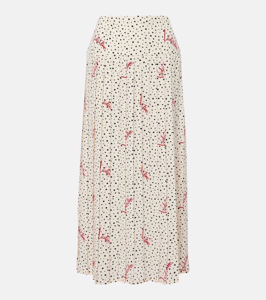Valentino Polka-dot silk crêpe de chine midi skirt