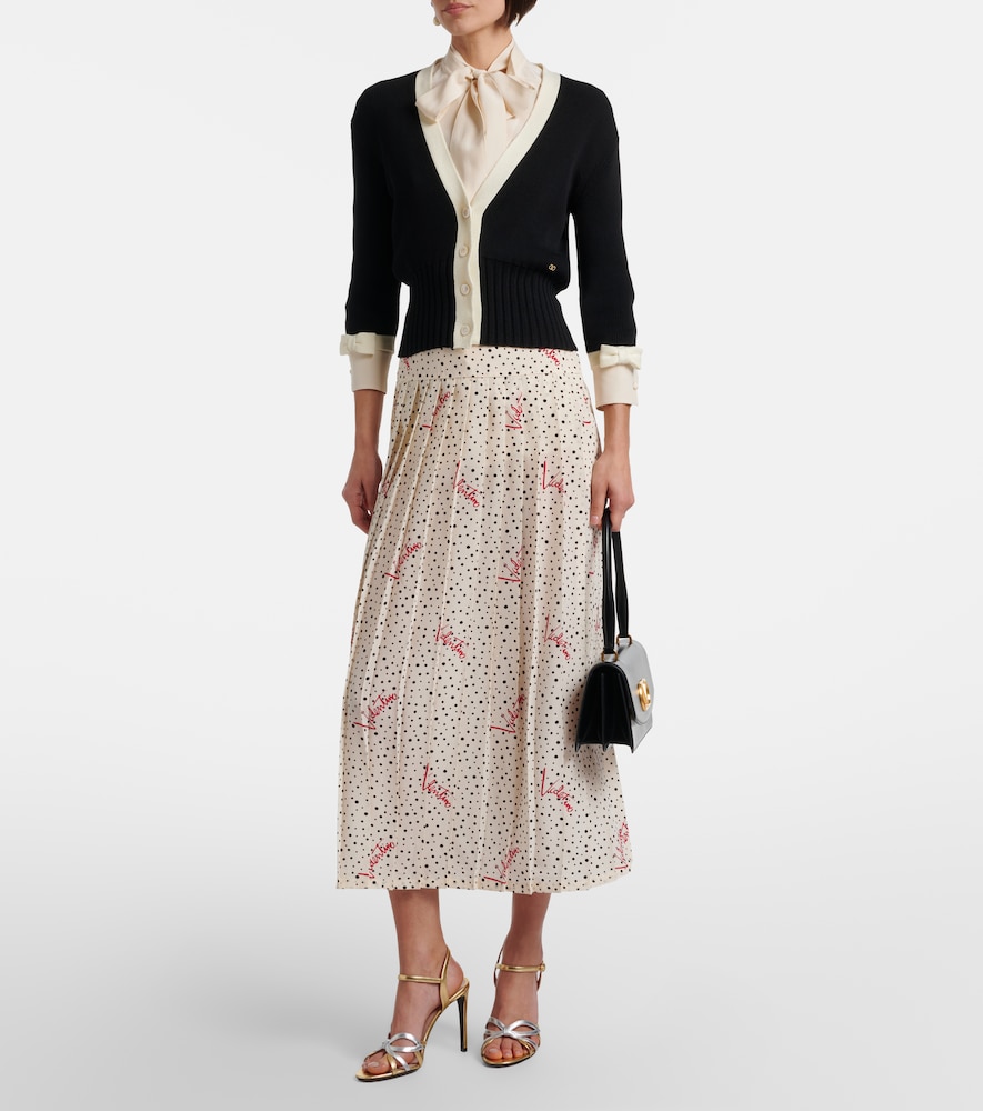  Valentino Valentino Polka-dot Silk Crãªpe De Chine Midi Skirt 