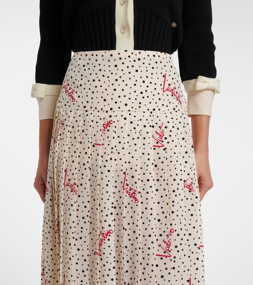  Valentino Valentino Polka-dot Silk Crãªpe De Chine Midi Skirt 