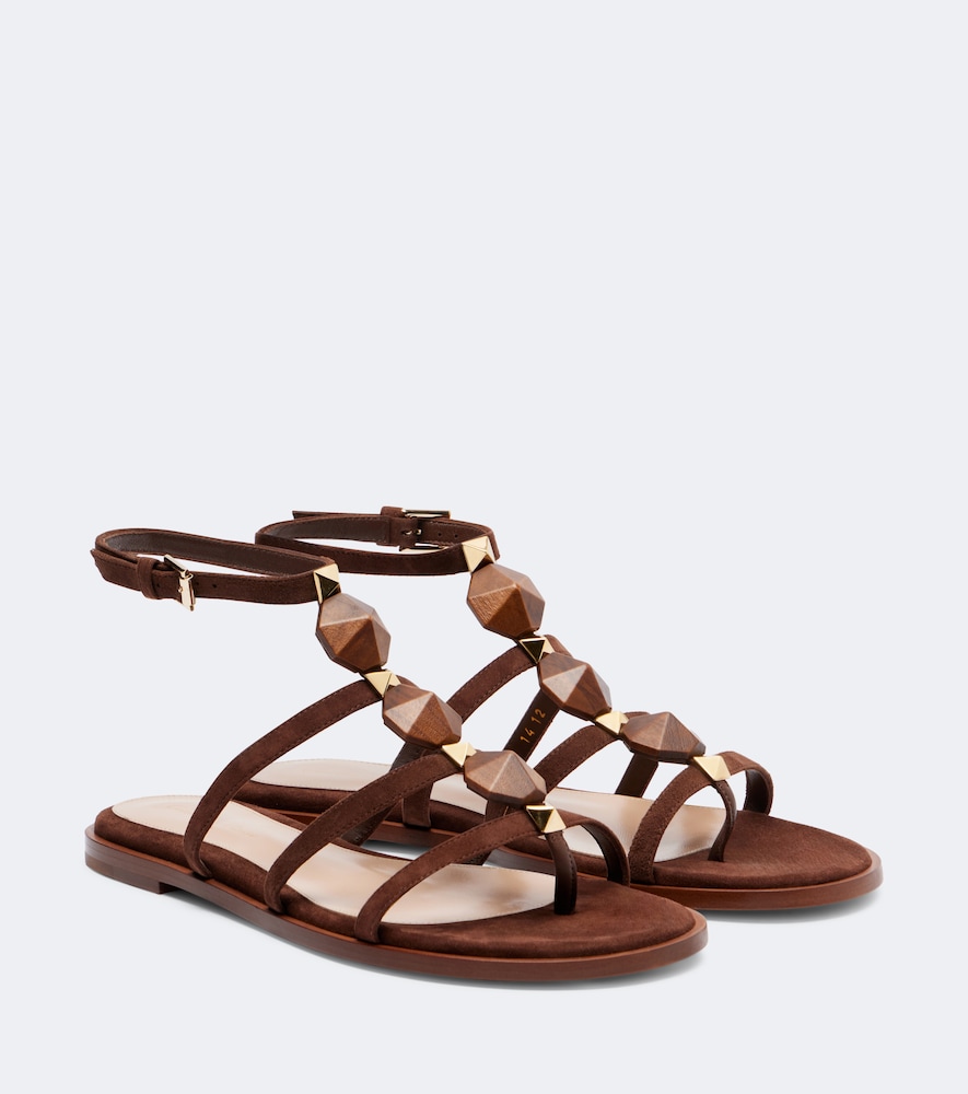 Verzierte Sandalen aus Veloursleder