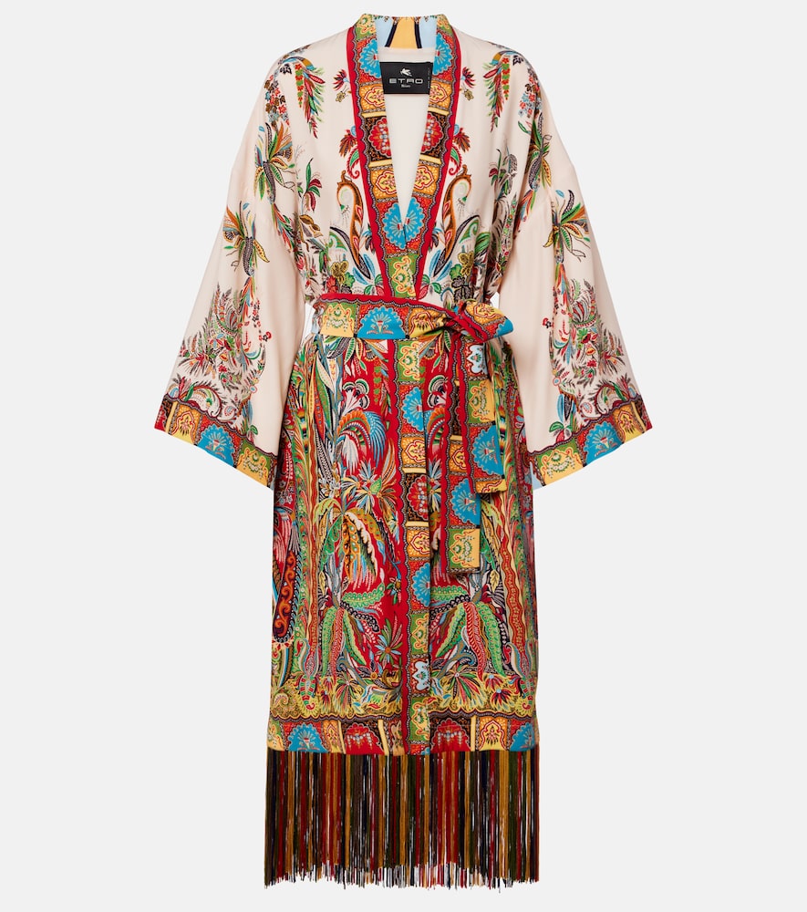 Etro Paisley Silk Kaftan In White