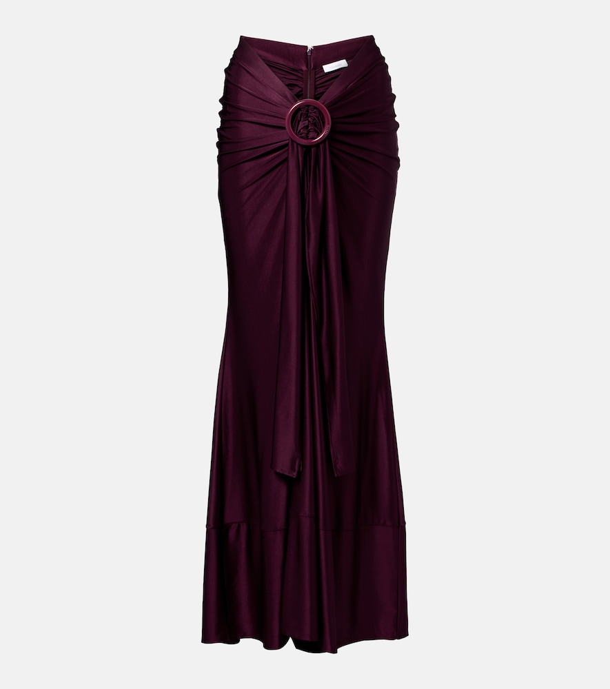 Gonna lunga in satin arricciata