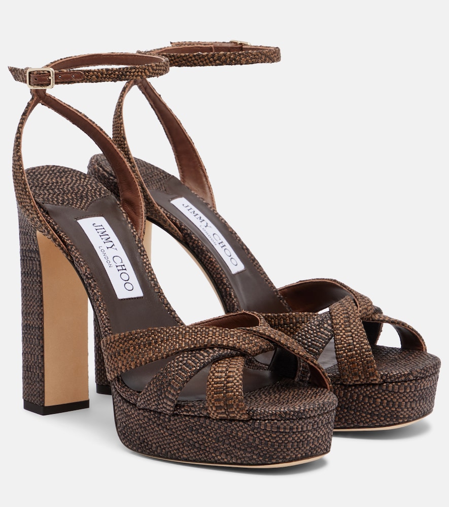 Jimmy Choo Women's Brown Kove Woven Platform Sandals UK Size 4.5 - Mytheresa