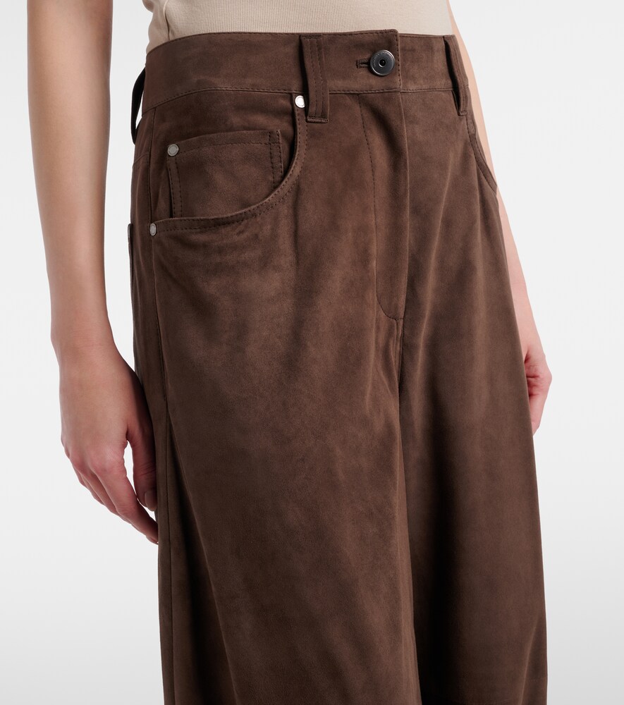  Brunello Cucinelli Brunello Cucinelli Suede Wide-leg Pants 