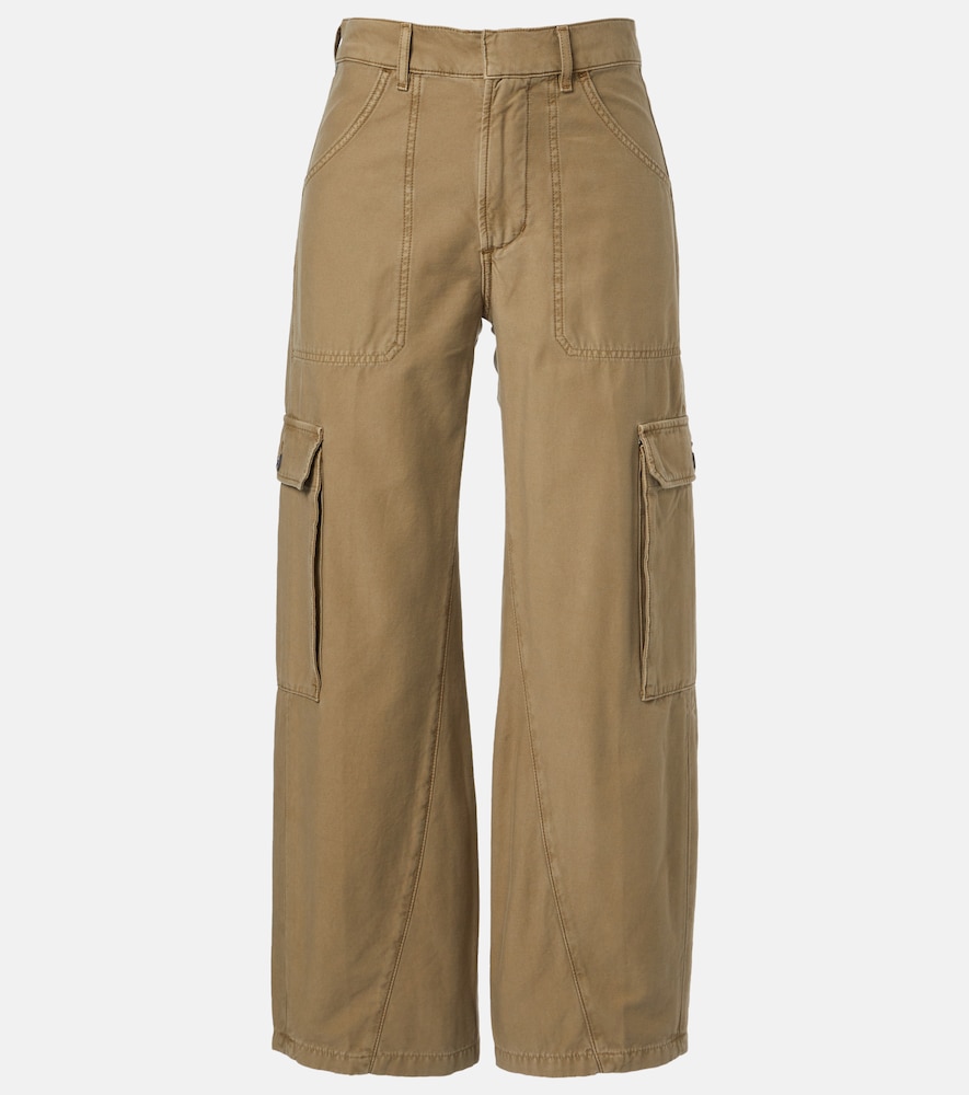 Citizen Of Humanity Thassos Cropped Cotton Twill Cargo Pants In Green
