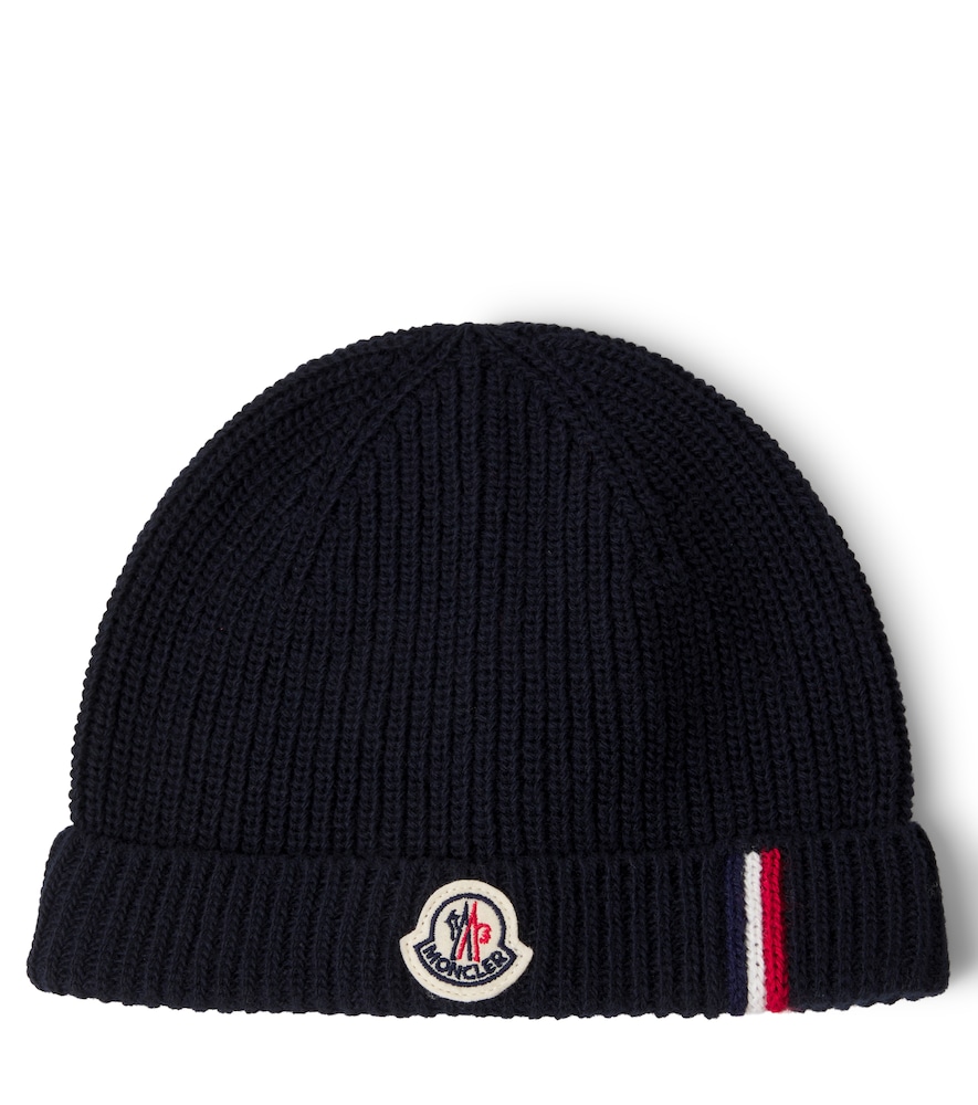 Moncler Enfant Blue Baby Logo Virgin Wool Beanie - Mytheresa