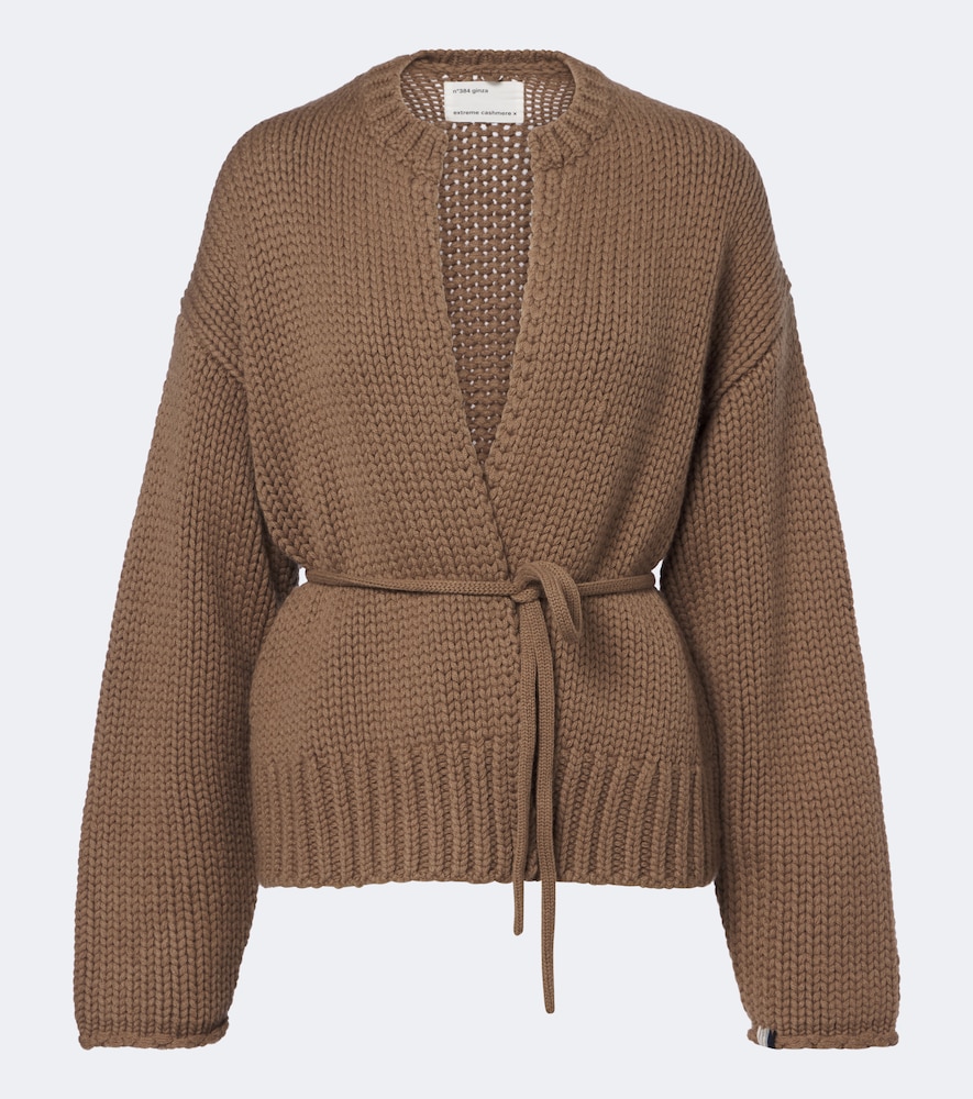 Extreme Cashmere N°384 Ginza Cashmere Wrap Cardigan In Brown