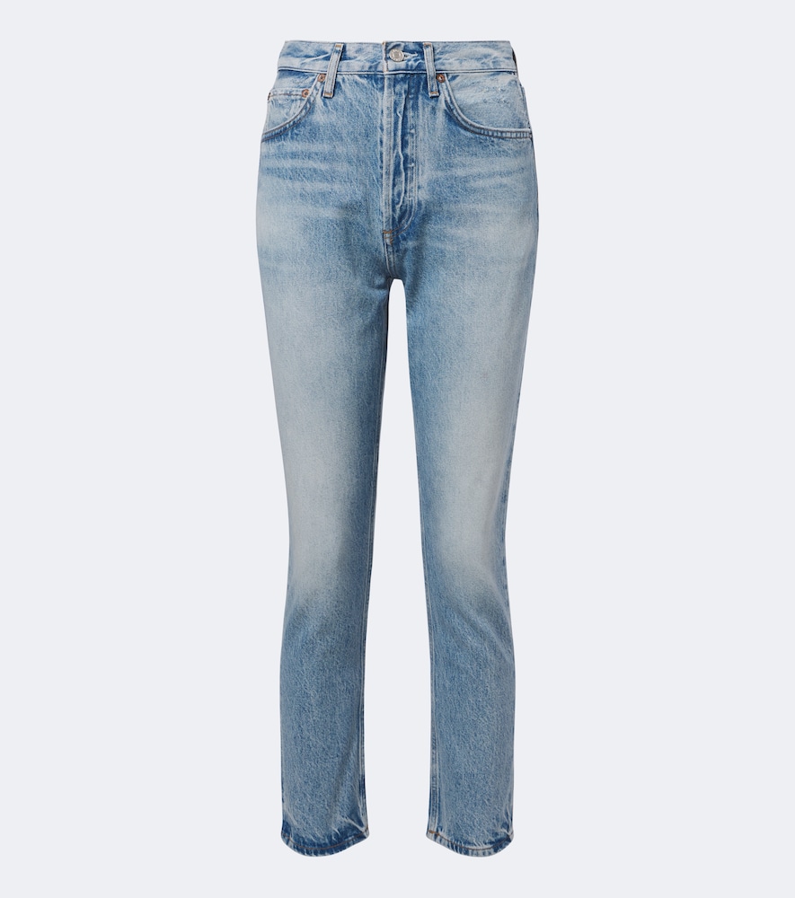 Agolde Riley Cropped Straight Jeans In Blue