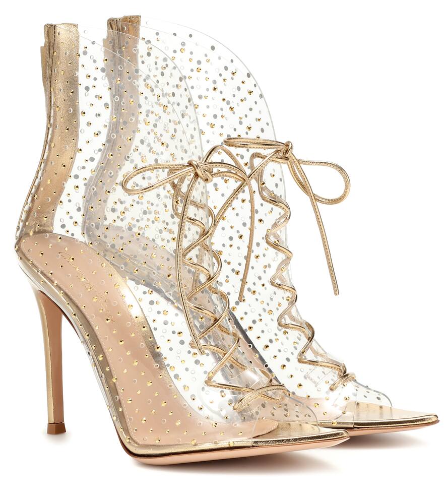 Click to view more detailed imagery on our partner's website Gianvito Rossi Helmut 105 Crystal-studded Pvc Ankle Boots In Gold