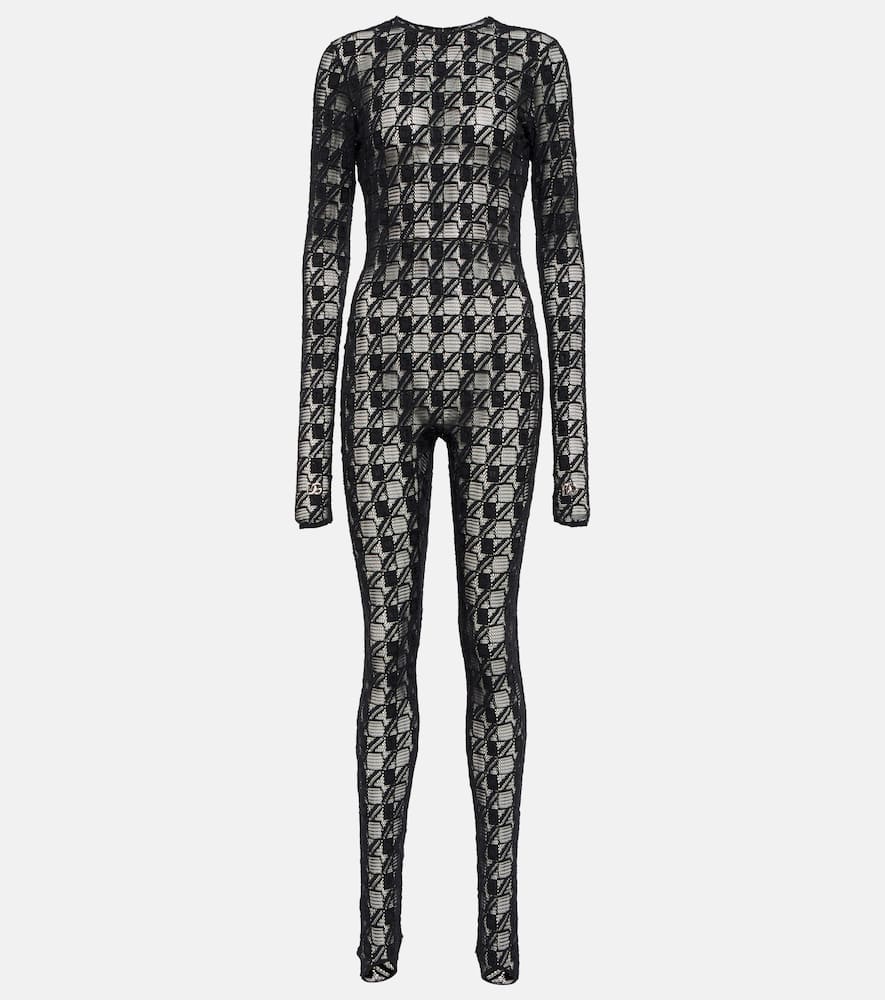 Dolce & Gabbana Jacquard Stretch Lace Jumpsuit In Nero