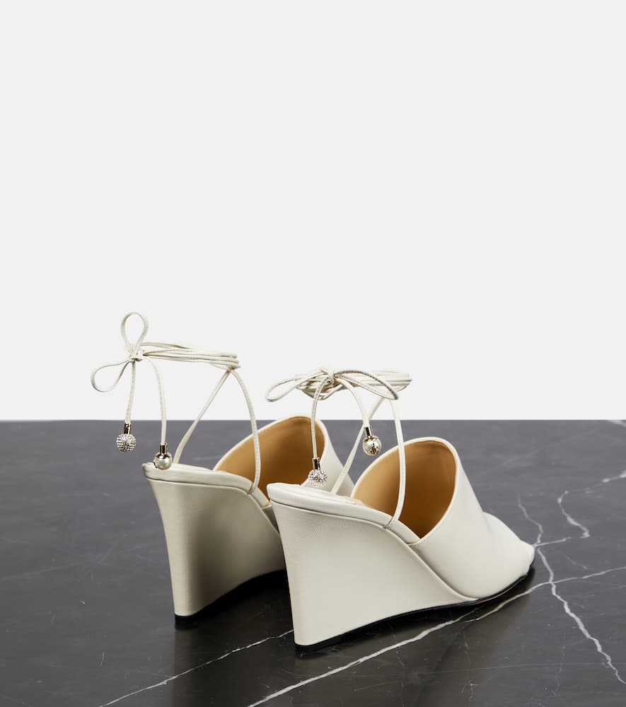 Jimmy Choo Elyna Leather Wedge Sandals In Neutrals