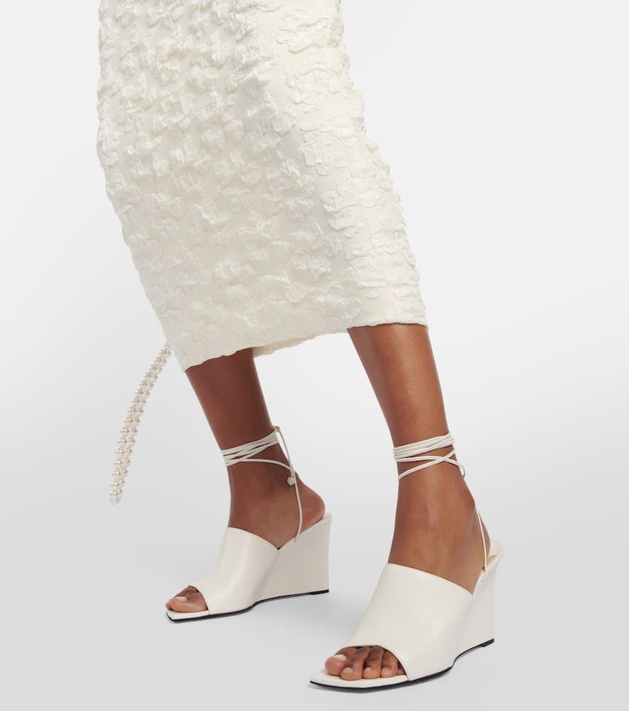 Jimmy Choo Elyna Leather Wedge Sandals In Neutrals