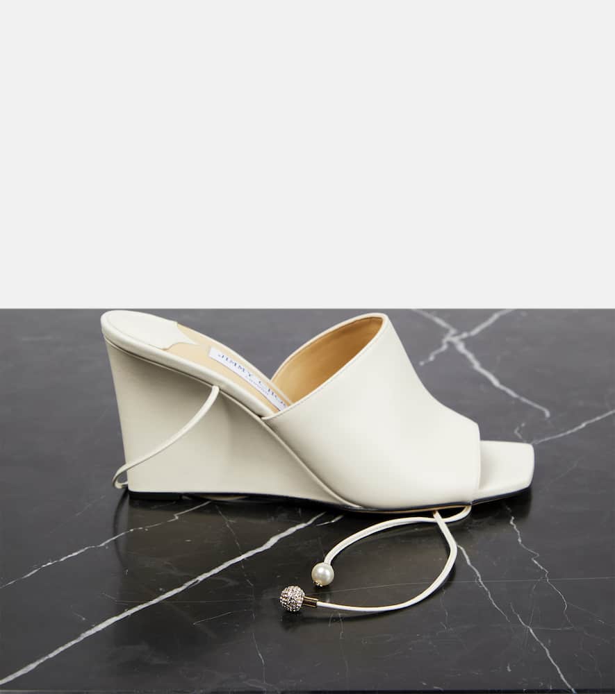 Jimmy Choo Elyna Leather Wedge Sandals In Neutrals