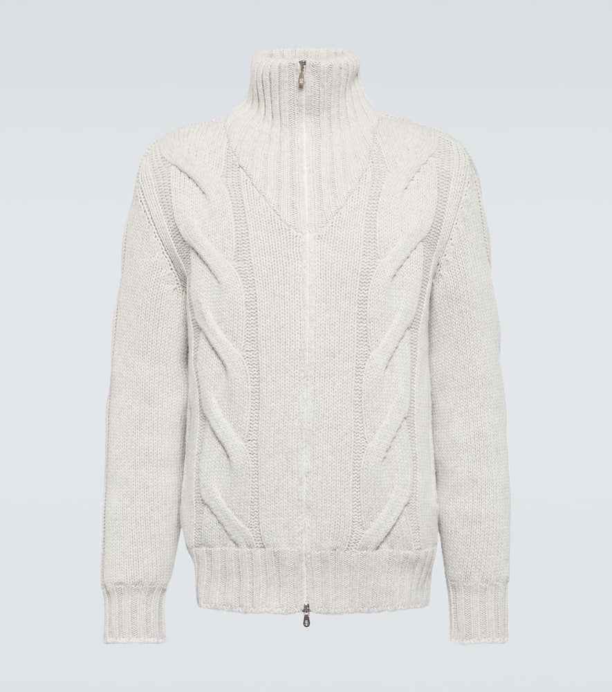 Brunello Cucinelli Zipped cable-knit cashmere cardigan