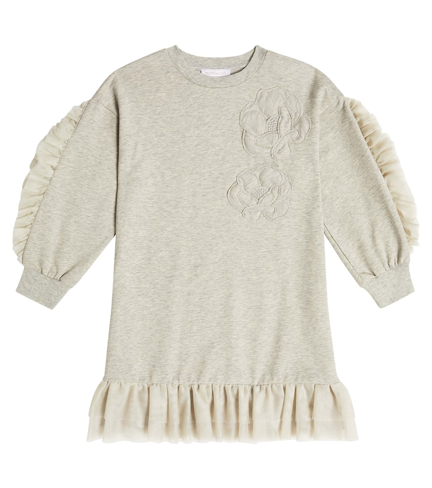 MONNALISA FRILL-TRIMMED SWEATSHIRT DRESS