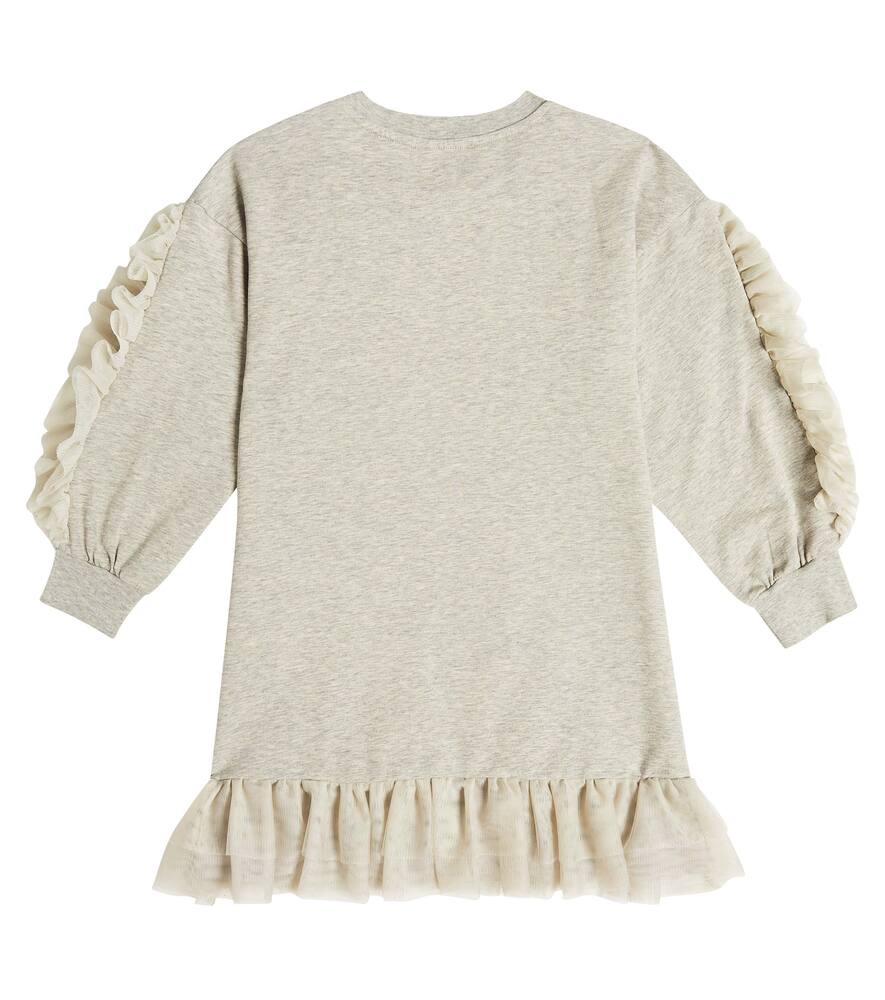 MONNALISA FRILL-TRIMMED SWEATSHIRT DRESS