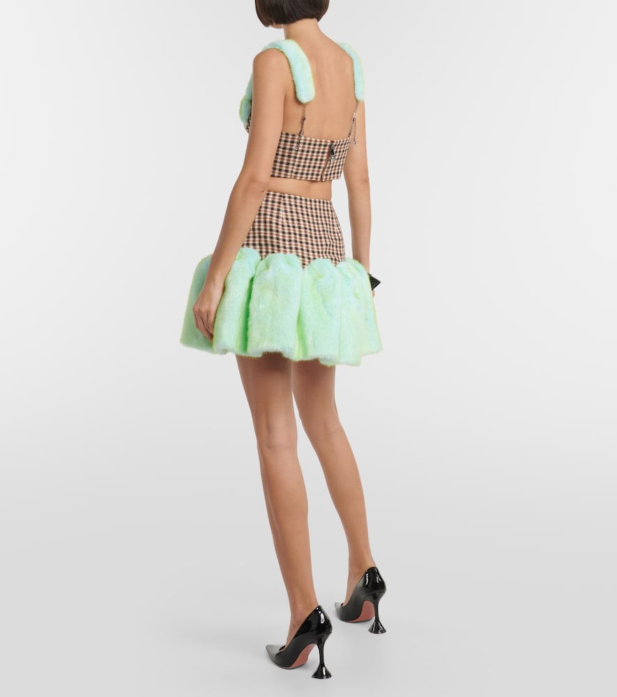 Checked Wool And Cotton Miniskirt