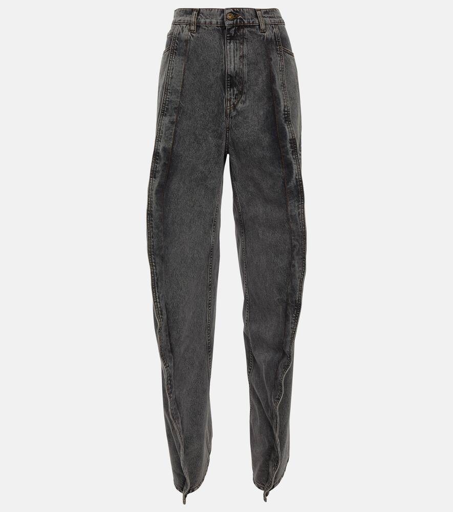 Paneled straight jeans