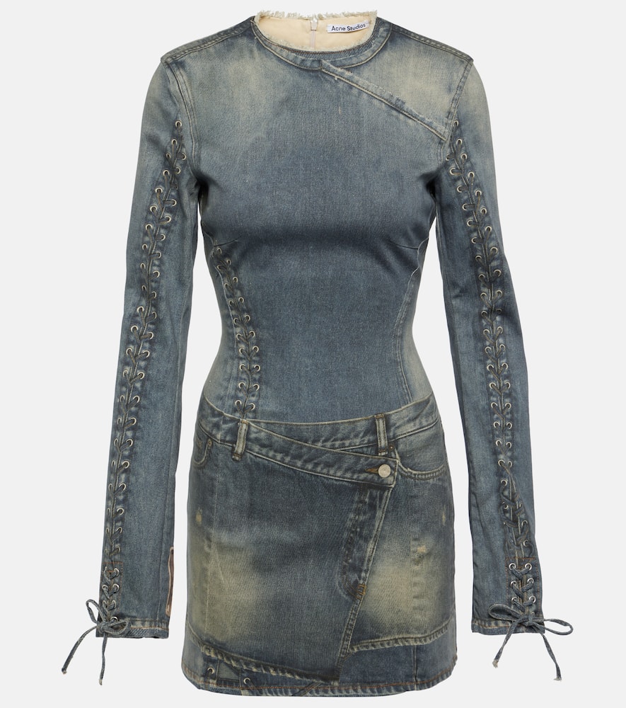 Acne Studios Blue Print Minidress In Blau