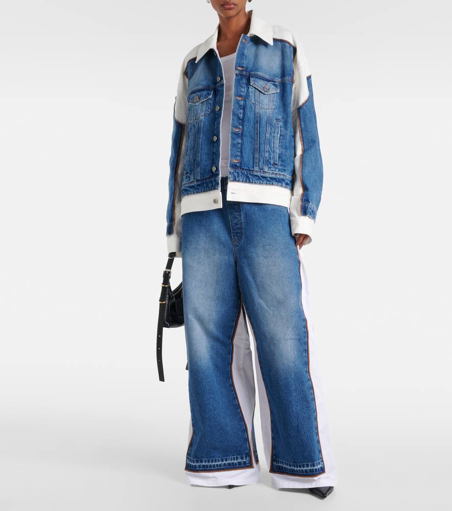 Shop Jean Paul Gaultier Paneled Denim Jacket In Vintageblue/white