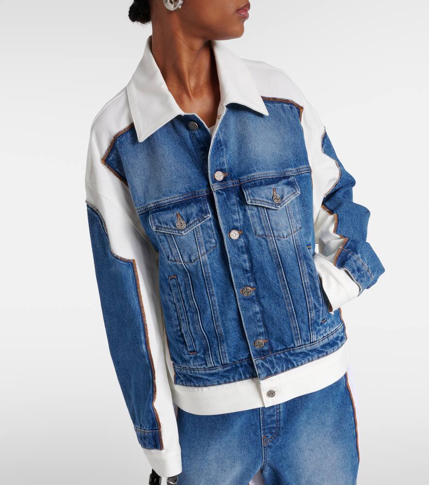 Shop Jean Paul Gaultier Paneled Denim Jacket In Vintageblue/white