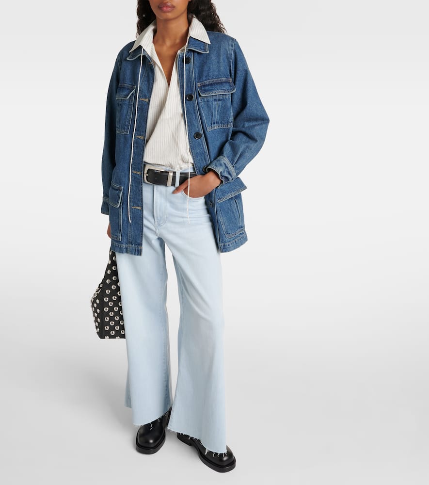 Frame Safari Belted Denim Jacket In Blue
