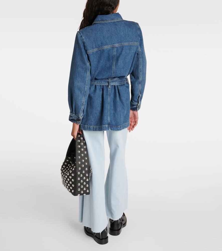 Frame Safari Belted Denim Jacket In Blue