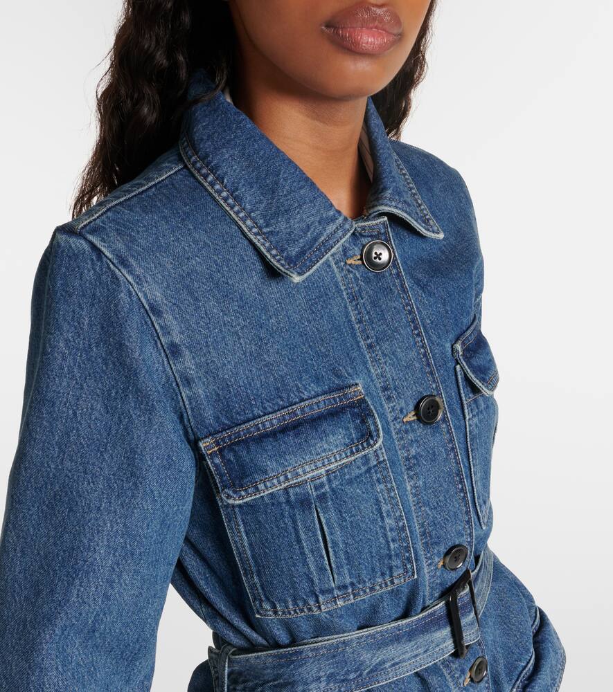 Frame Safari Belted Denim Jacket In Blue
