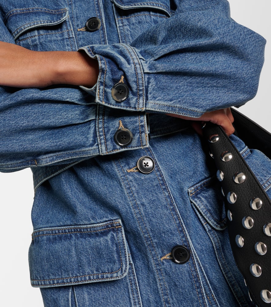Frame Safari Belted Denim Jacket In Blue