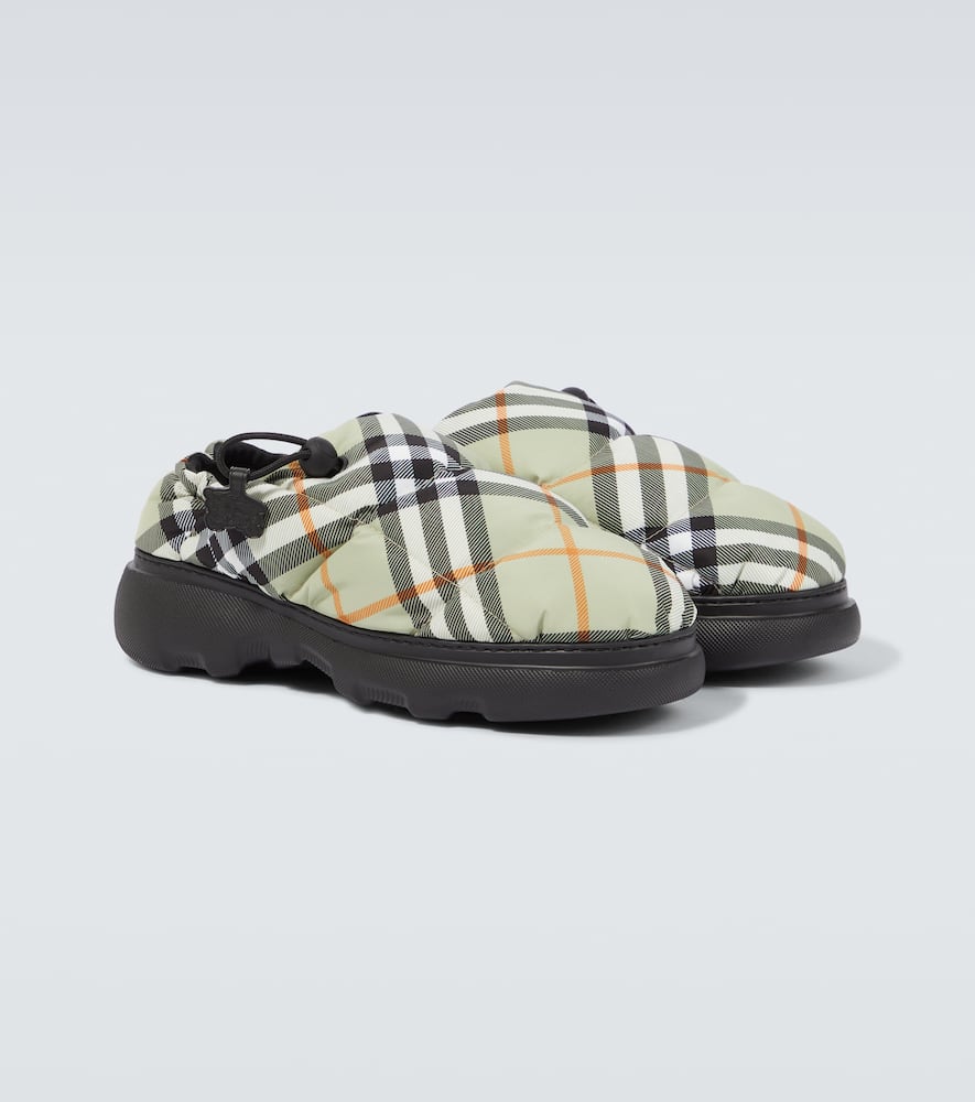 Burberry Pillow Check Motif Slippers In Multicoloured
