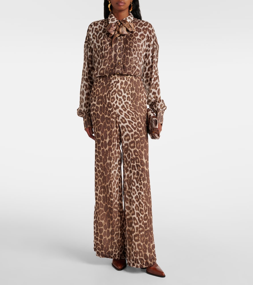  Zimmermann Zimmermann Leopard-print Flared Pants 