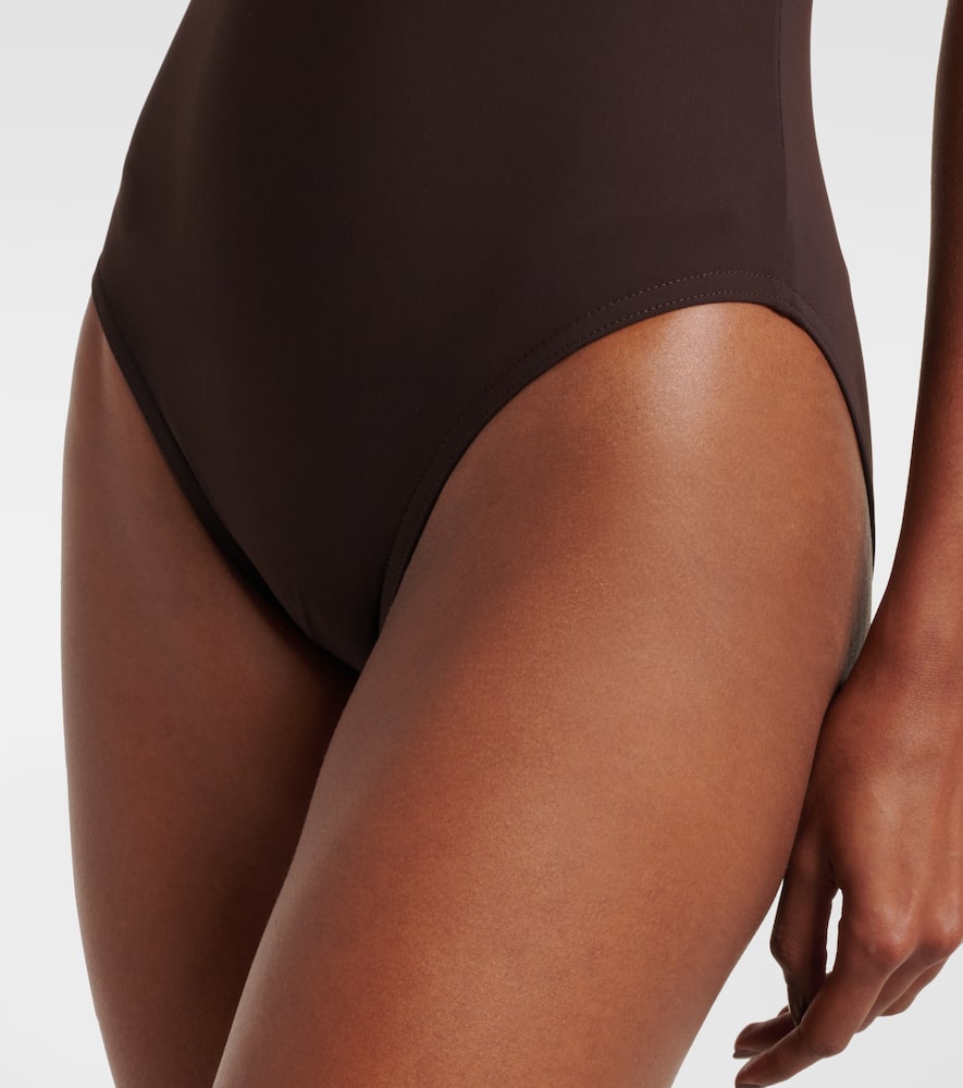 Karla Colletto Tess Floral One-shoulder Swimsuit In Brown