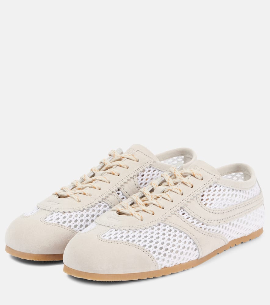 Shop Dries Van Noten Suede-trimmed Sneakers In White