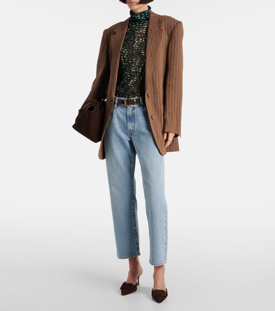 Frame Buttoned Straight Jeans In Blue