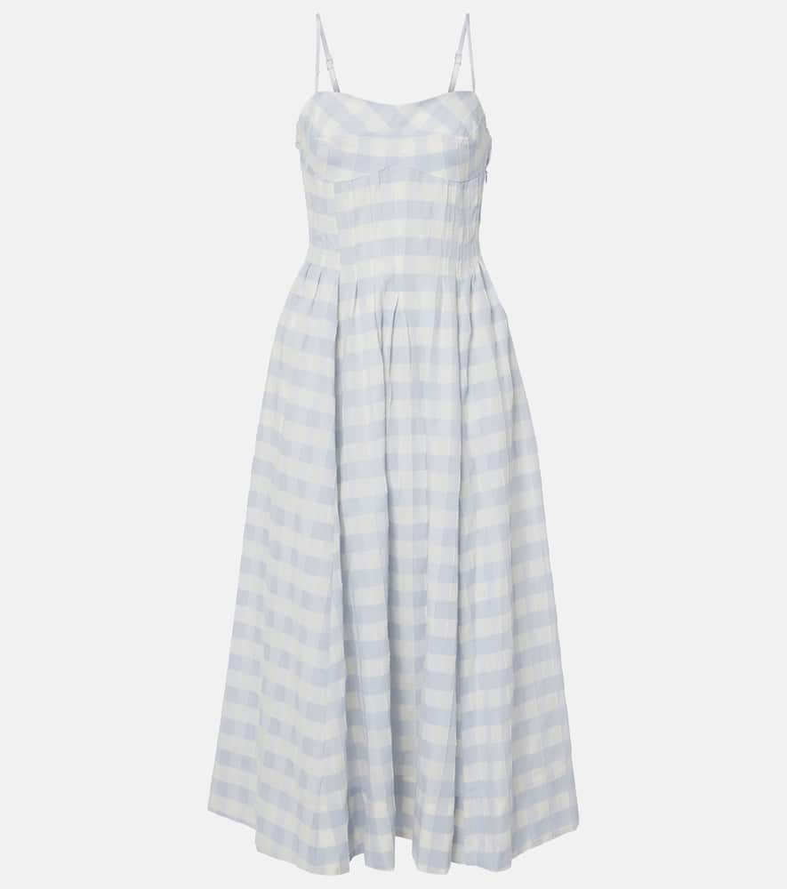 Simkhai Kittiya Check A-line Midi Dress In White
