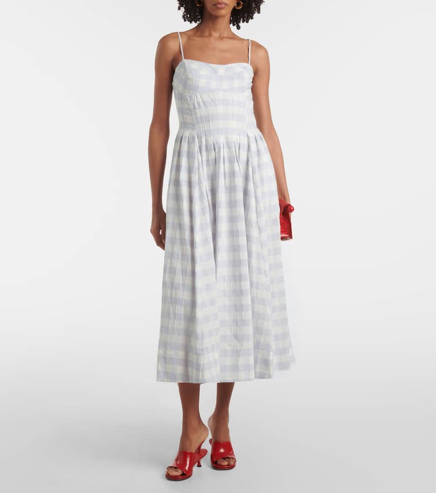 Simkhai Kittiya Check A-line Midi Dress In White